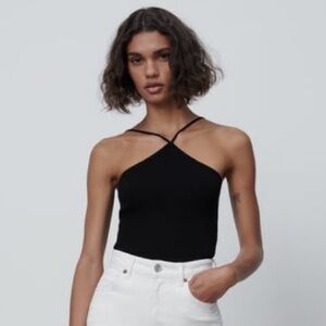Zara Halter-neck Ribbed Knit Tank